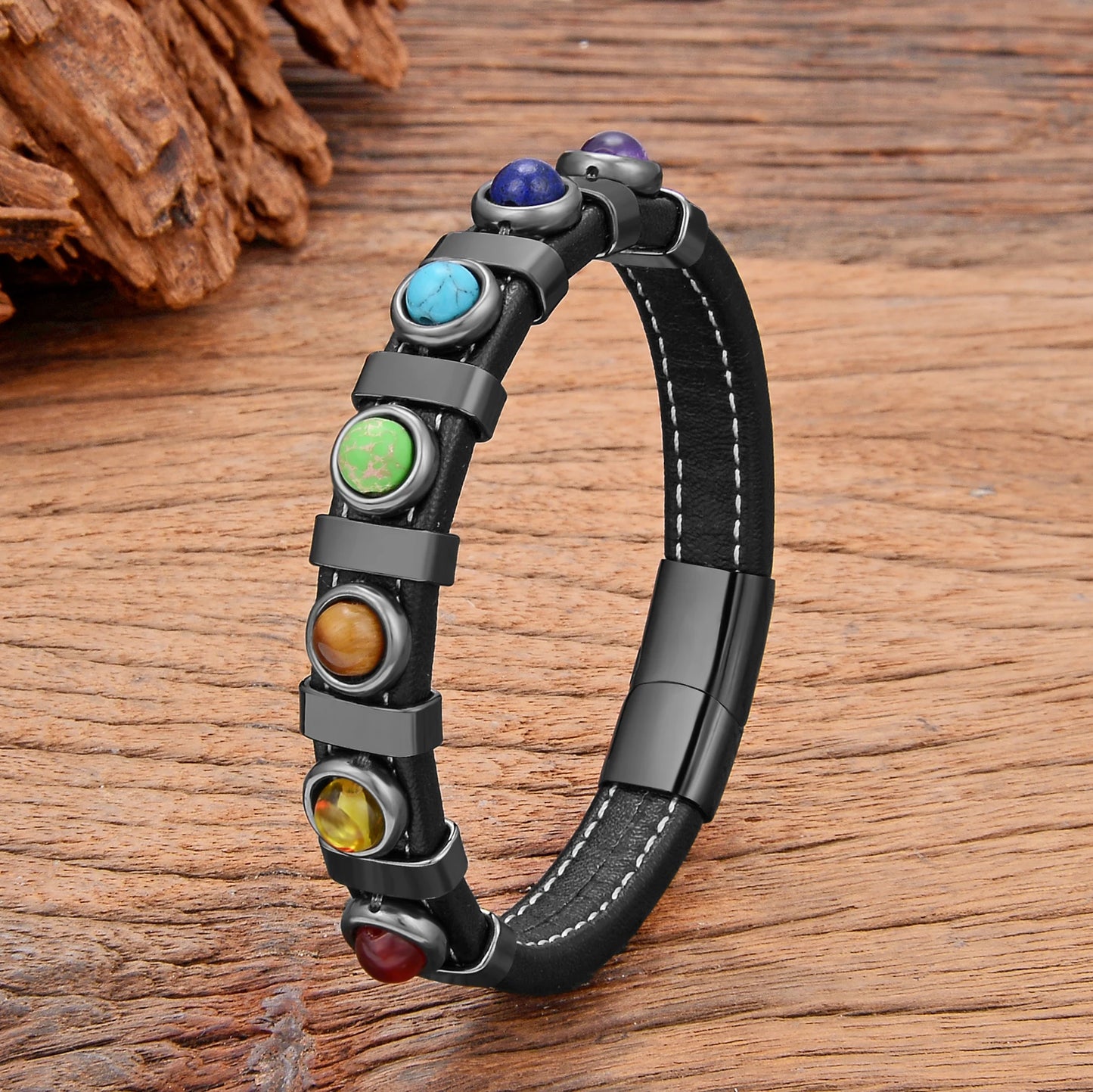 Bijoux-en-pierre-semi-précieuse-bracelet-améthyste-bohème-acier-inoxydable-noir