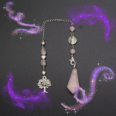 Pendule-radiesthésie-quartz-rose