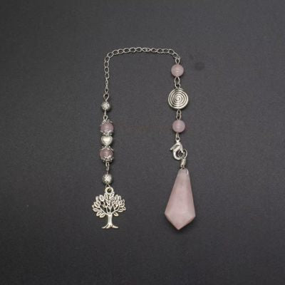 Pendule-radiesthésie-pierre-quartz-rose