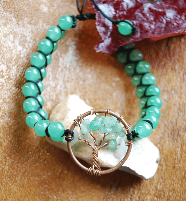 Bracelet arbre de vie aventurine verte