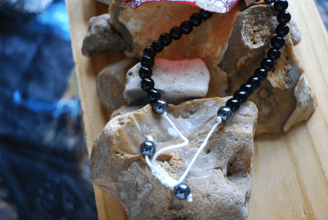 Bracelet pour homme en onyx et hématite