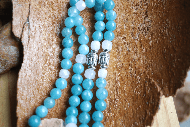 Collier en apatite bleue et aigue-marine