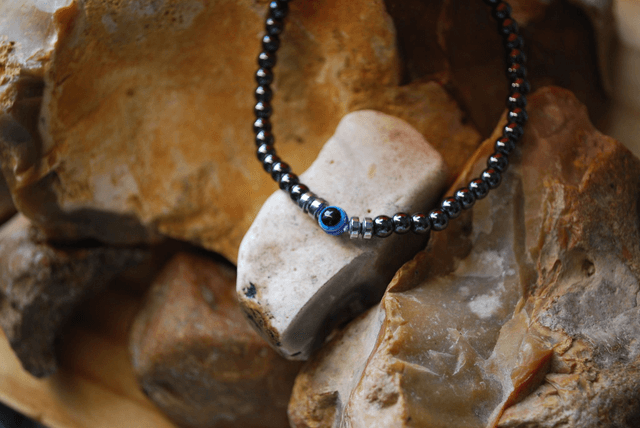 Bracelet en hématite et œil de Fatima