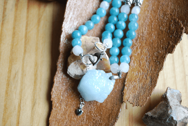 Collier en apatite bleue et aigue-marine