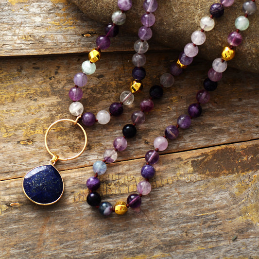 Pierre-bleu-précieuse-collier-long-pour-femme