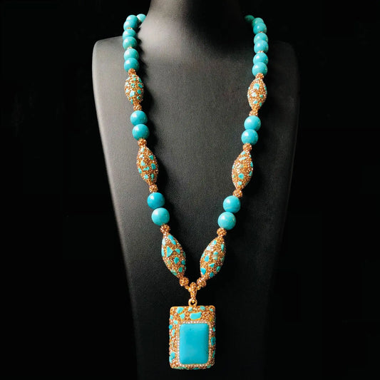 Pierre-bleu-turquoise-pierre-turquoise-collier-long-pour-femme