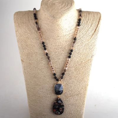 Pierre-bleue-foncée-pierre-noir-collier-long-pour-femme