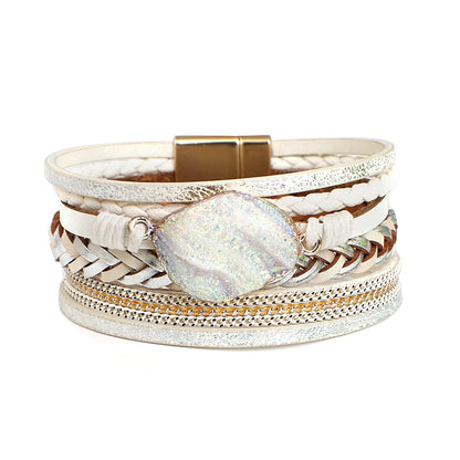 Pierres-vertes-semi-précieuses-bracelet-bohème-blanc