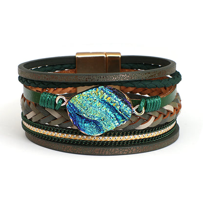 Pierres-vertes-semi-précieuses-bracelet-bohème-vert