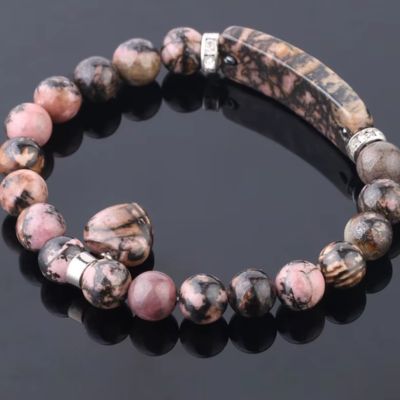 Bracelet-tibétain-pierre-rhodonite