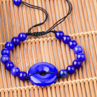 Bracelet-tibétain-pierre-semi-précieuse-bleue