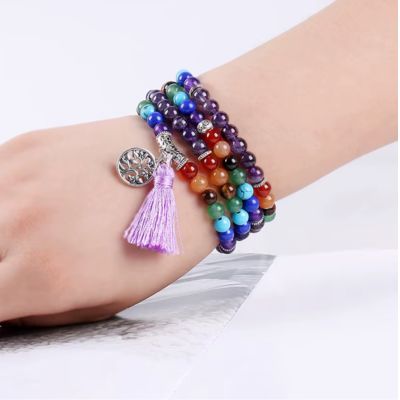 Chakras-pierre-améthyste-bracelet