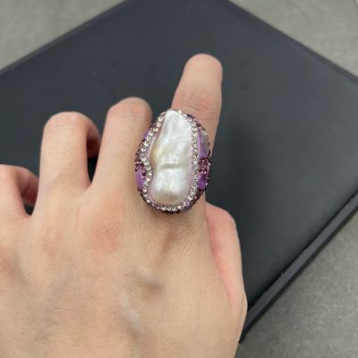Jonc-bouddhiste-bague-en-pierre-semi-précieuse-améthyste-et-opale